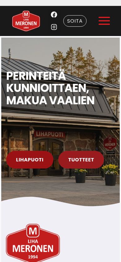 Liha Meronen – verkkosivujen mobiilinäkymä