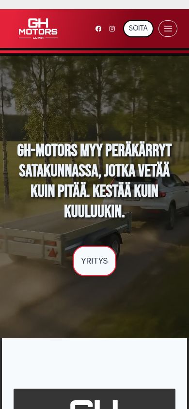 GH-Motors – verkkosivujen mobiilinäkymä