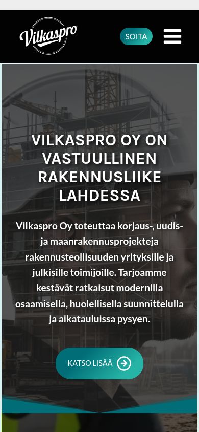 Vilkaspro – verkkosivujen mobiilinäkymä